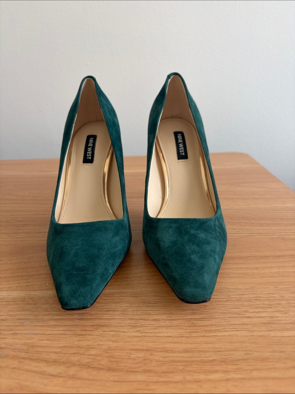 Nine West Teal Suede Pointed-Toe Pumps